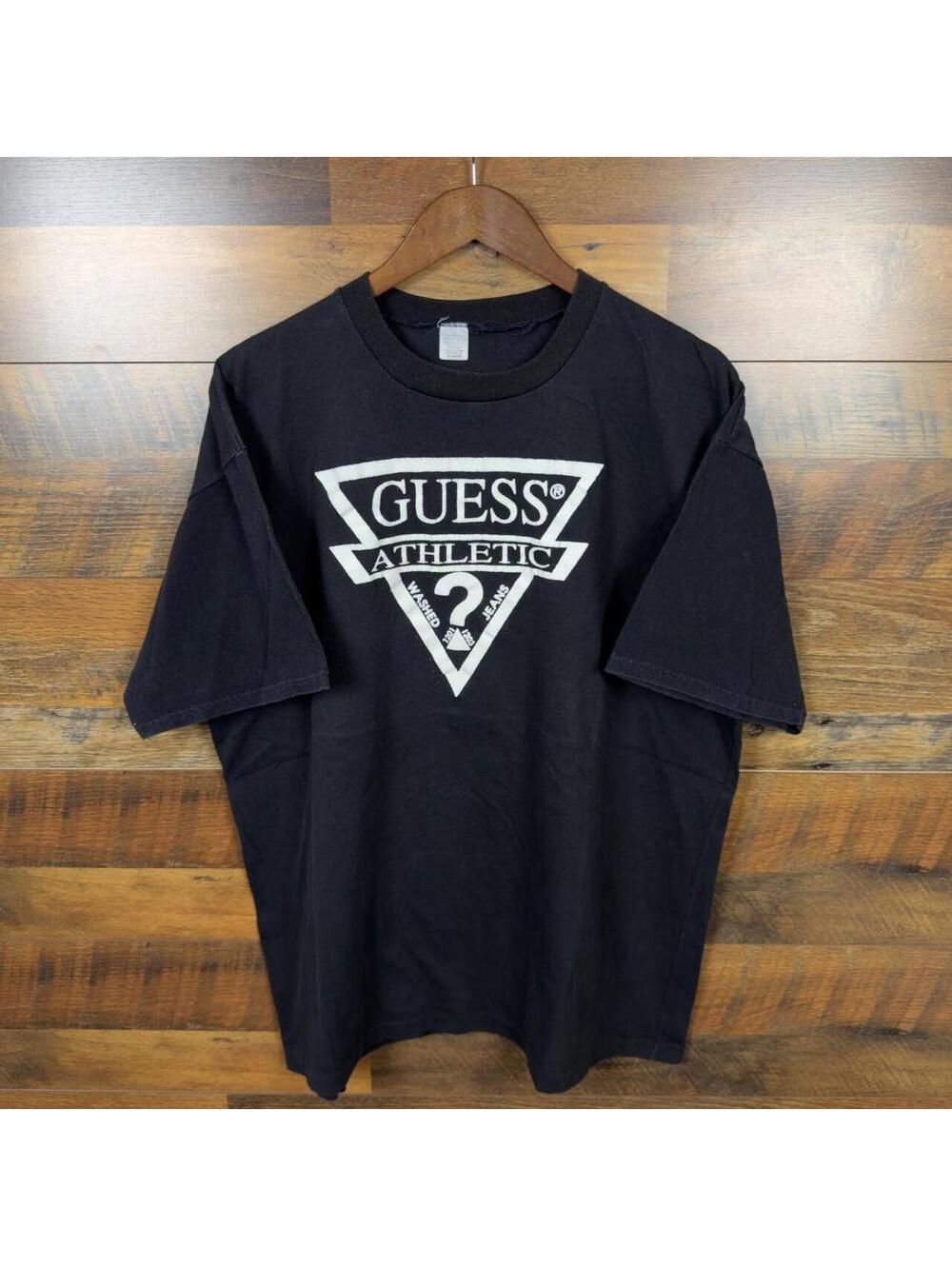 Vintage 90s Guess Athletic Men’s 2XL T-Shirt Graphic Print Logo Single Stitch